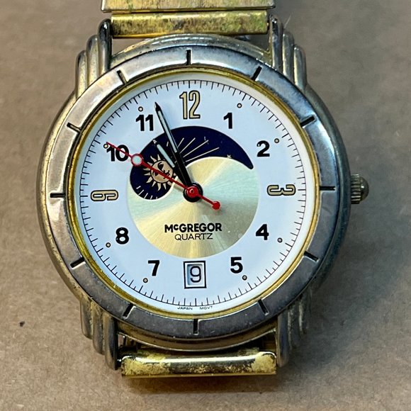 Mens Mcgregor Chronograph Watch with Moon Phase - New Battery - Picture 1 of 8